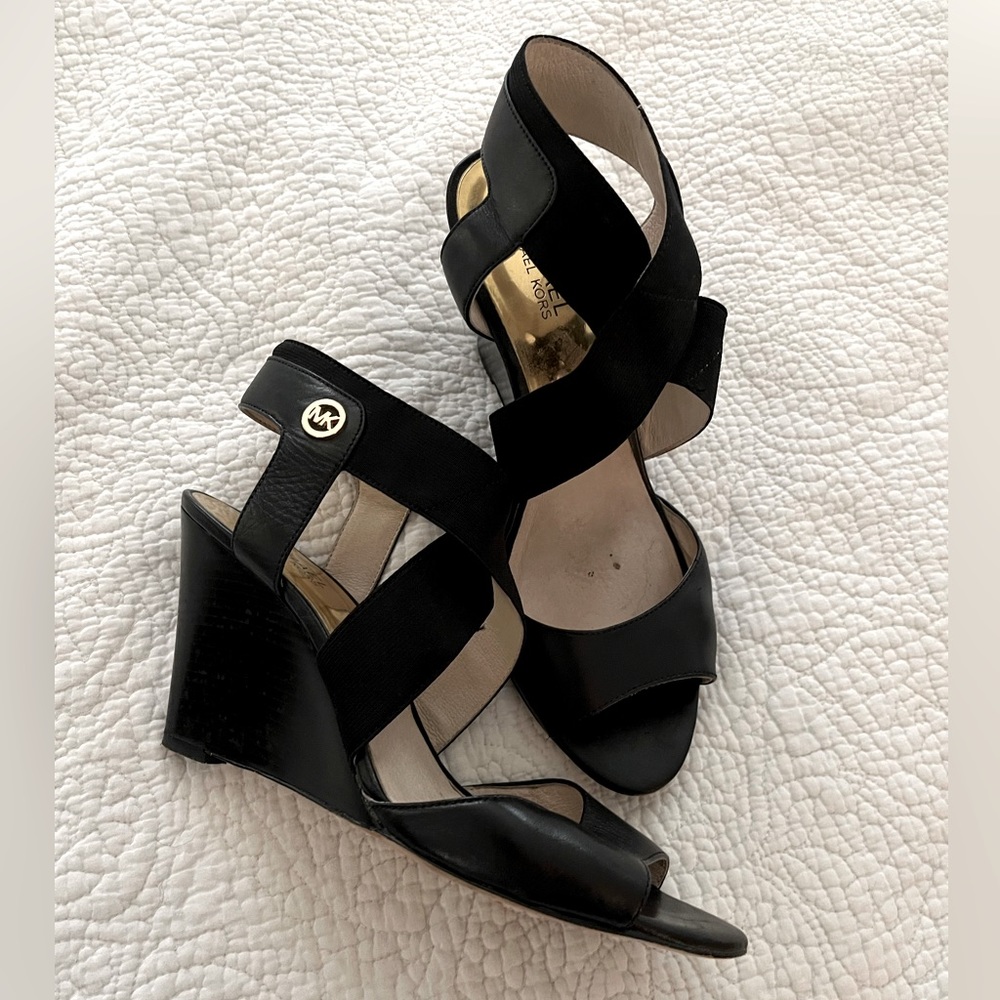 Michael Kors Black Wedge Sandals size 9.5
